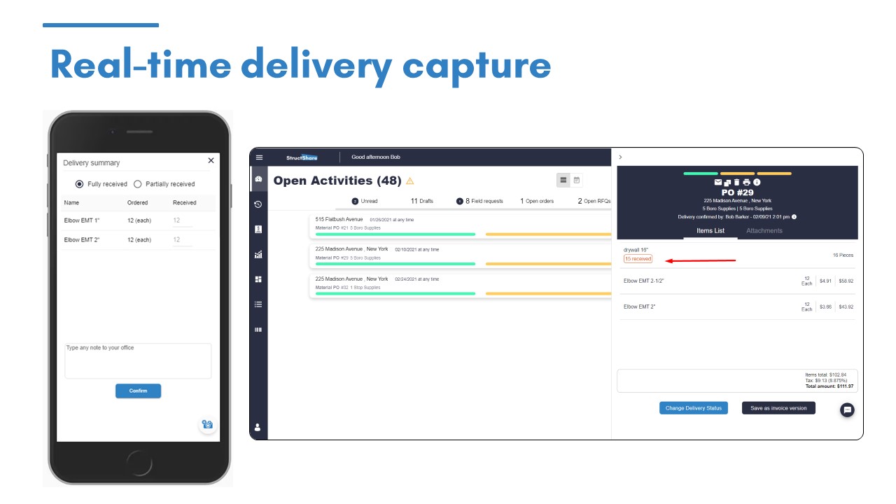 Real-time delivery capture