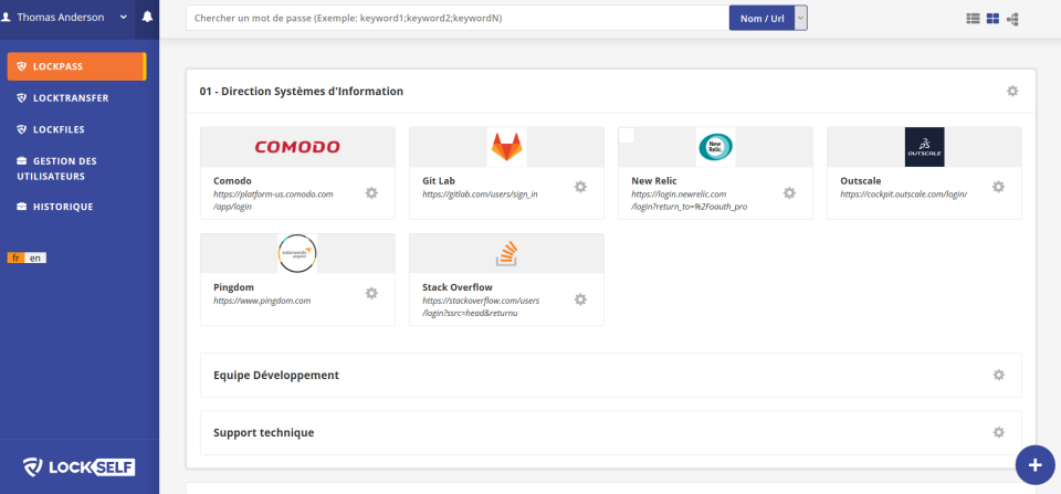 LockPass screenshot: LockPass dashboard