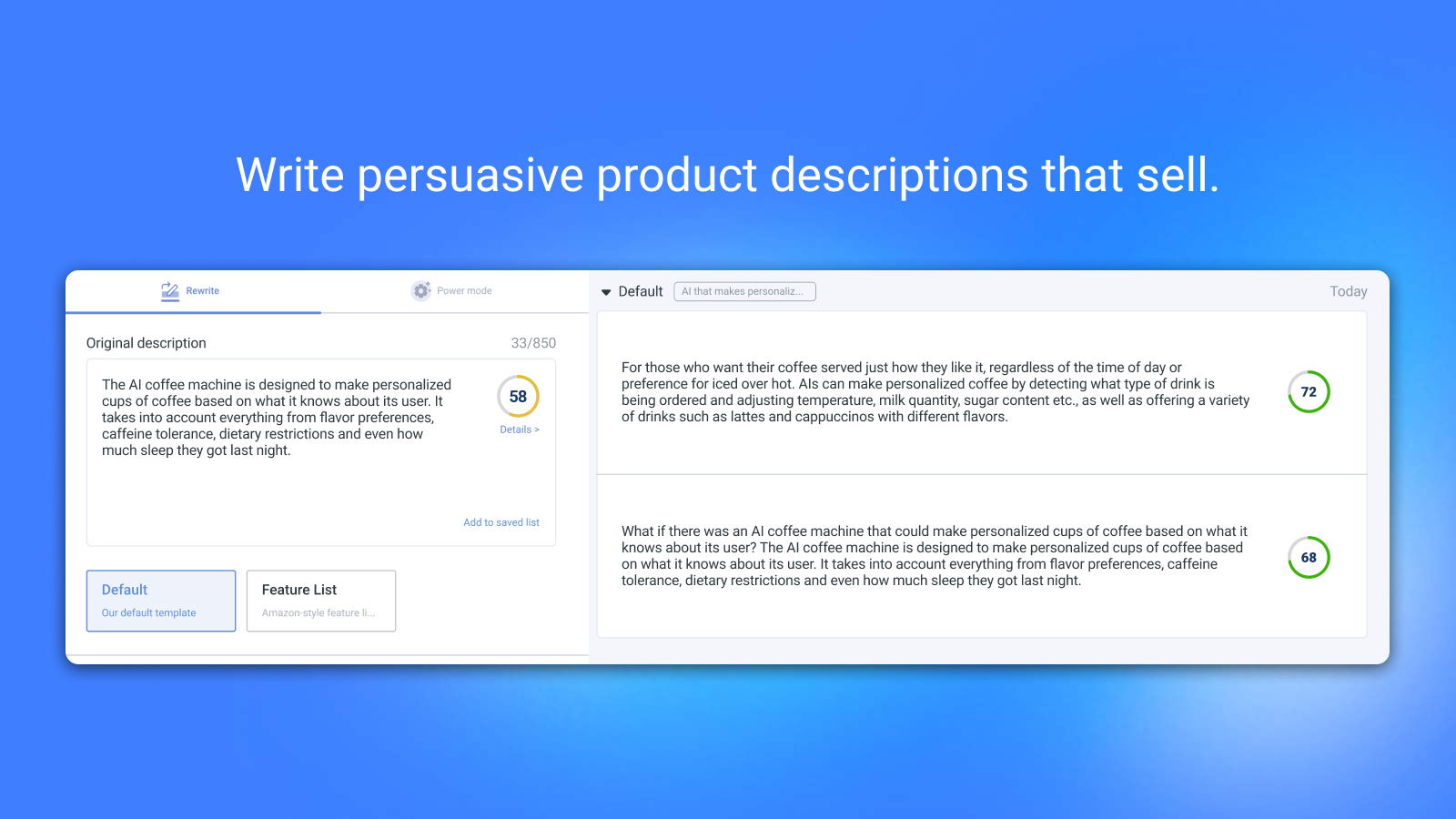Write persuasive product descriptions that sell.