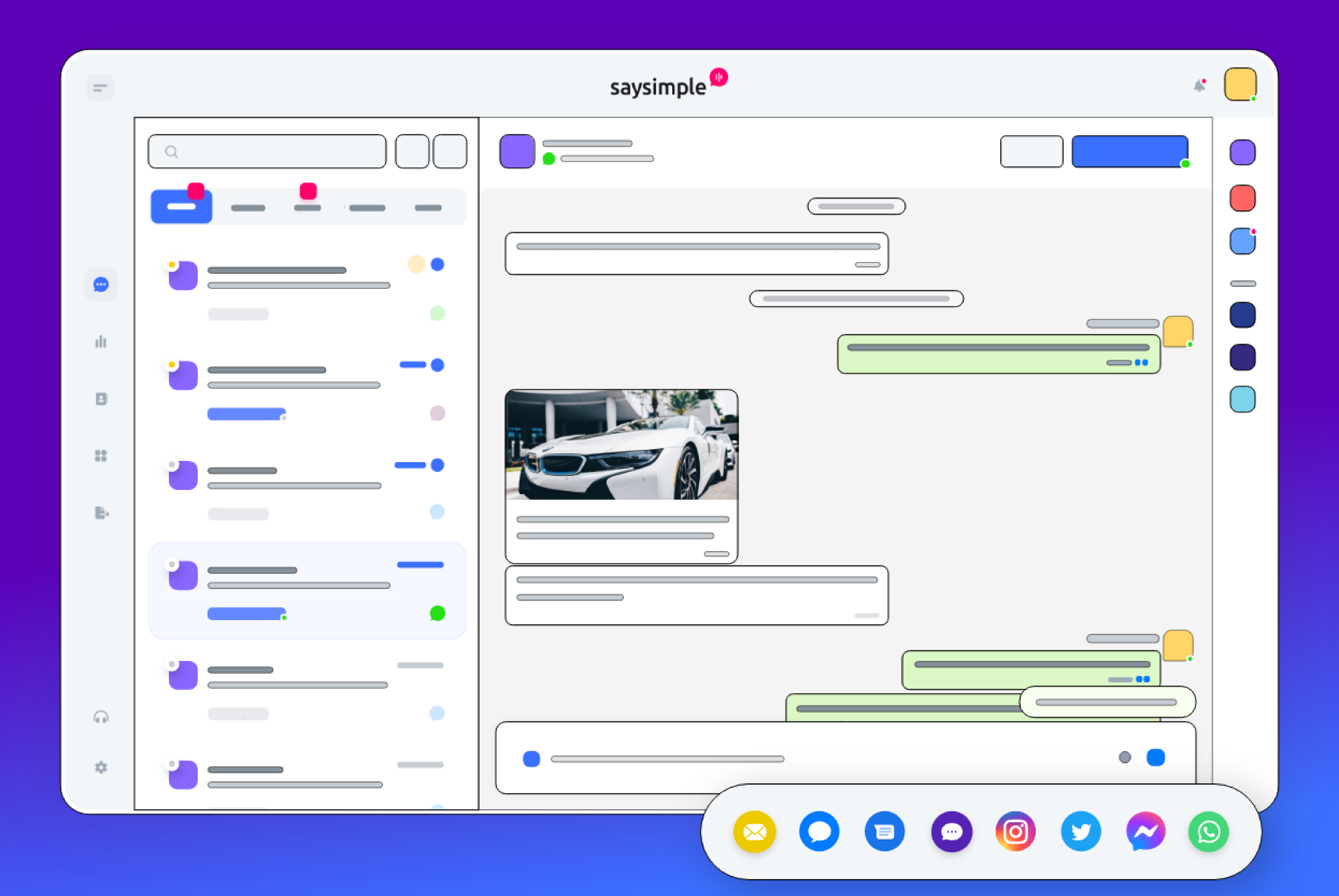 Saysimple screenshot: Omnichannel inbox