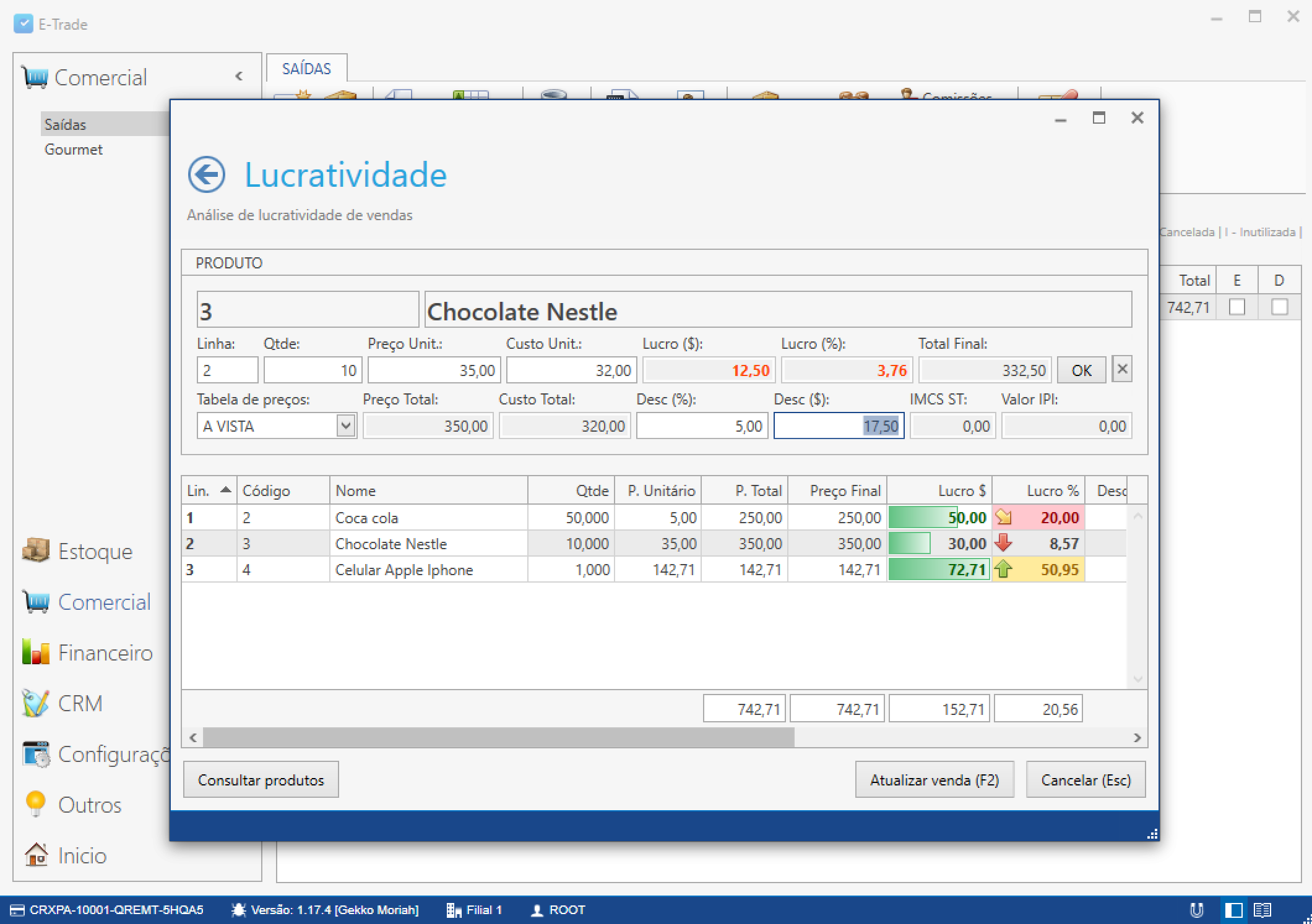 E-Trade screenshot: E-Trade product
