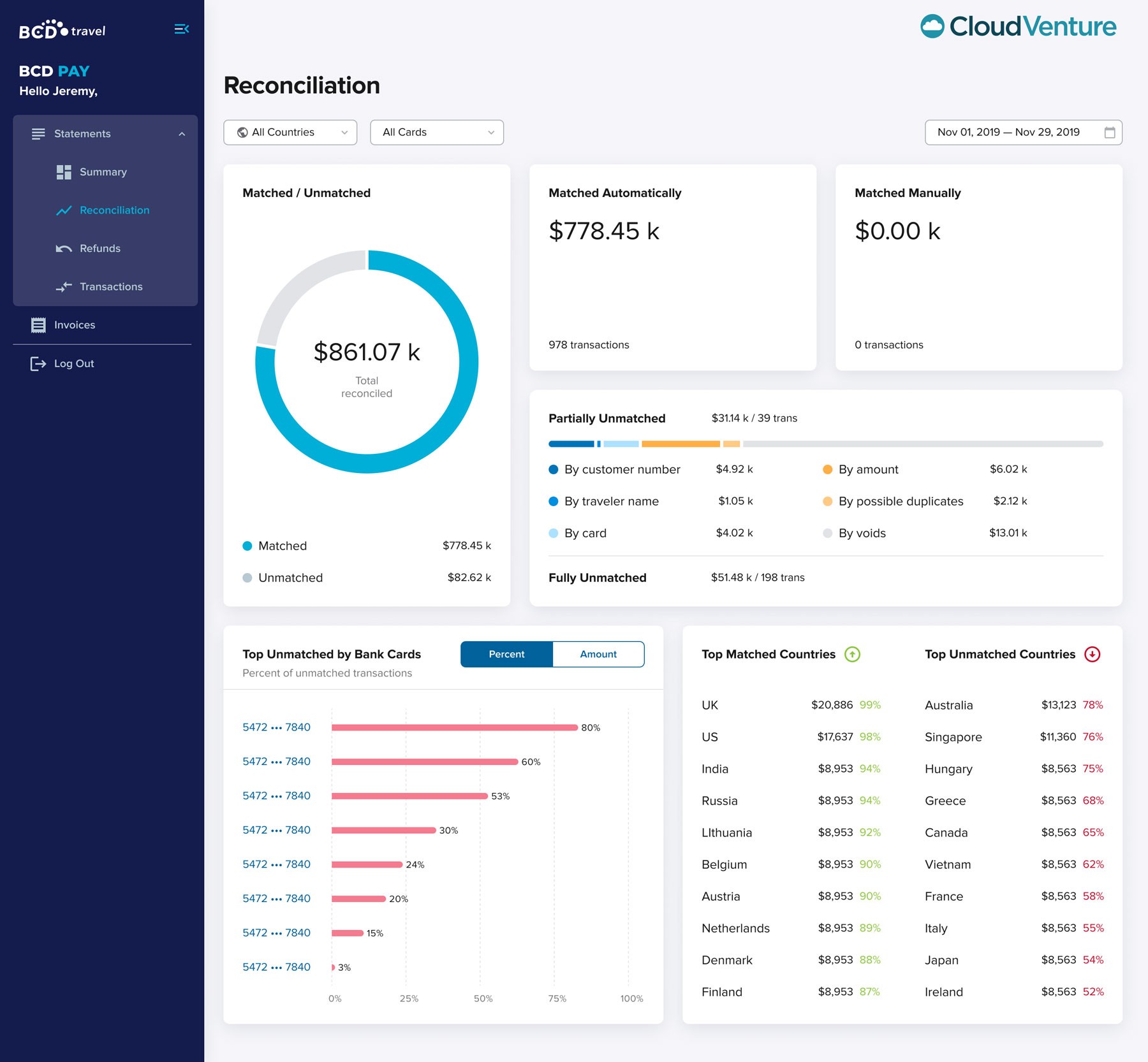 BCD Pay screenshot: BCD Pay reconciliation