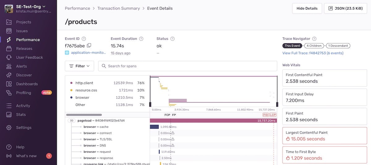 Sentry Software - Performance gives you the details you need to not only prioritize critical performance issues, but to trace issues down to the root cause to solve them faster.