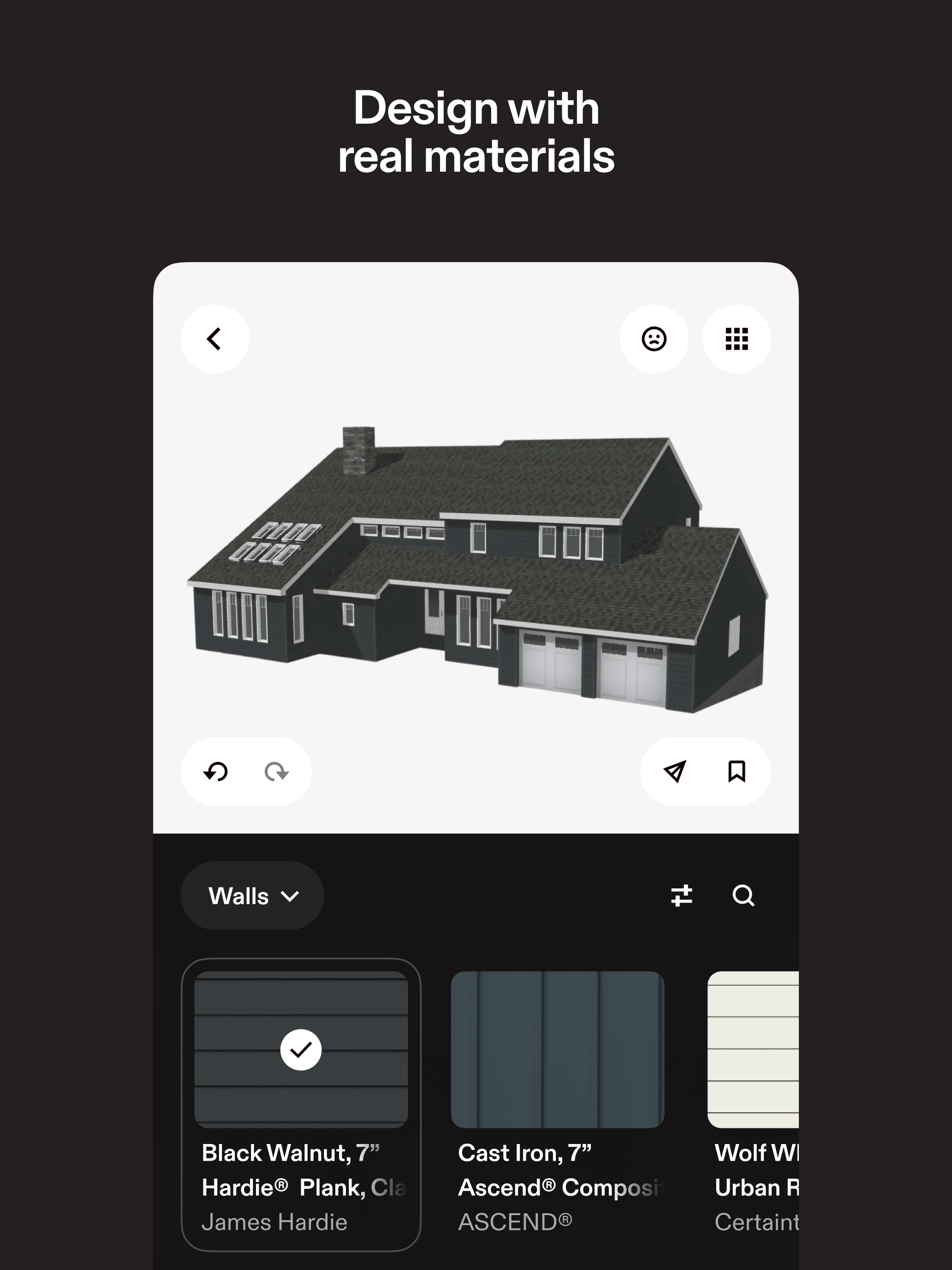 Hover screenshot: Design and sell in seconds. Build confidence and beat the competition—visualize home renovations in 2D and 3D using real materials.
