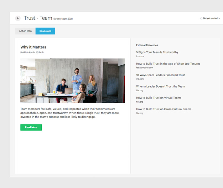 Glint Software - Glint also provides team learning resources to assist managers and team leaders with the best practice guidance needed to improve peformance