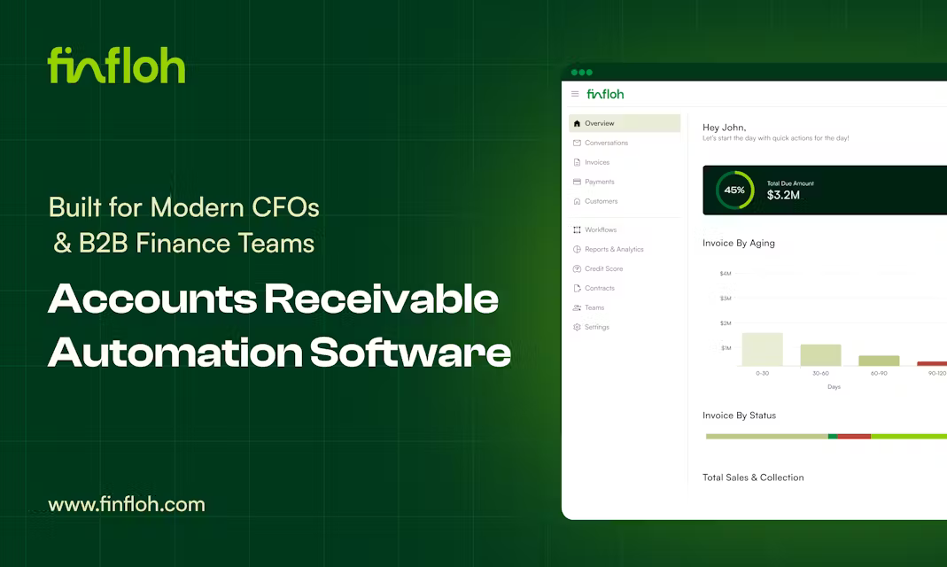 FinFloh screenshot: Centralized dashboard to manage all accounts receivable activities.