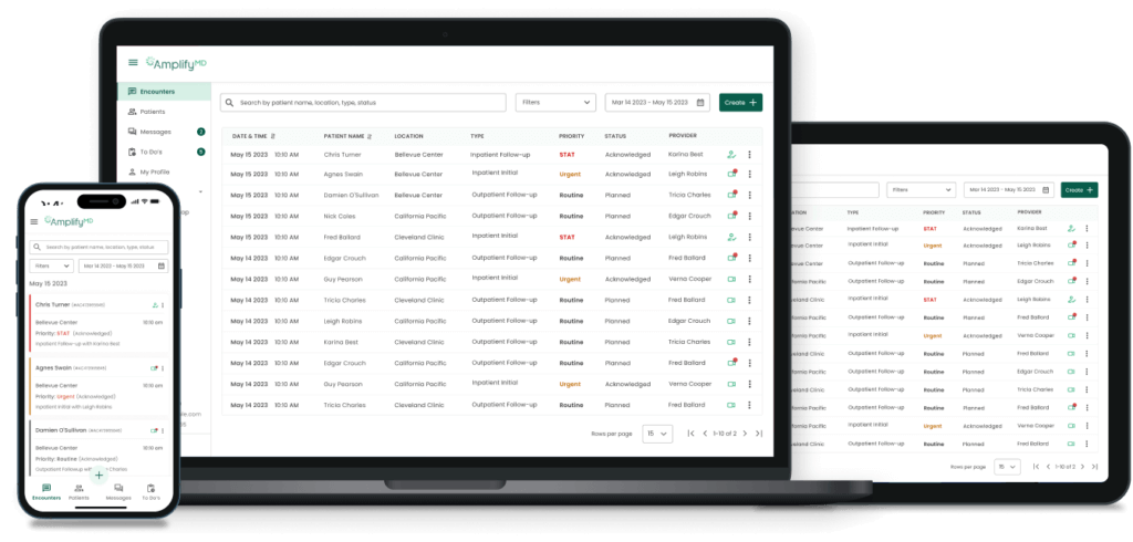 AmplifyMD screenshot: AmplifyMD encounters
