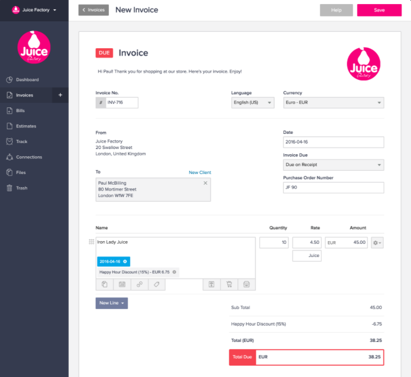 invoicely create invoices