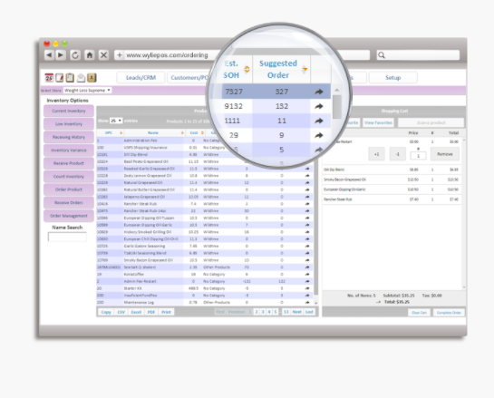 Access suggested order quantities in order to replenish inventory