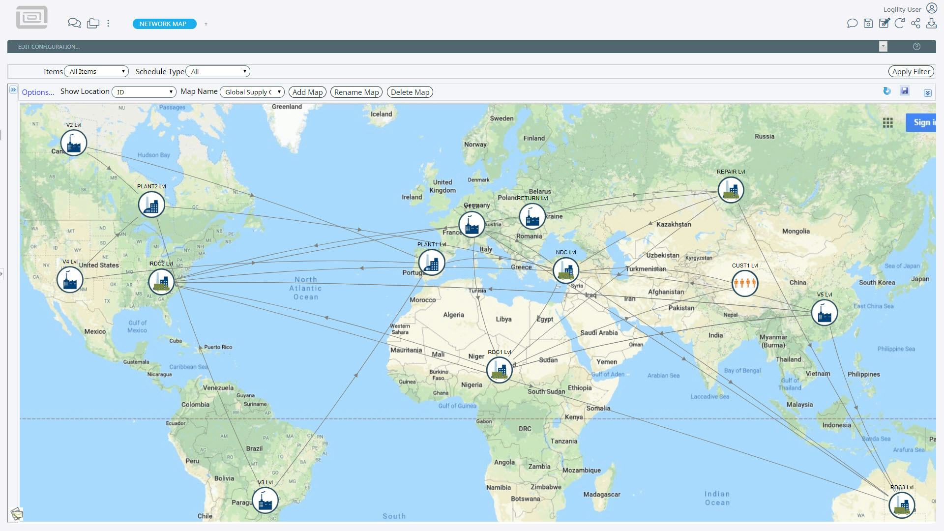 Logility Platform Software - Network Map