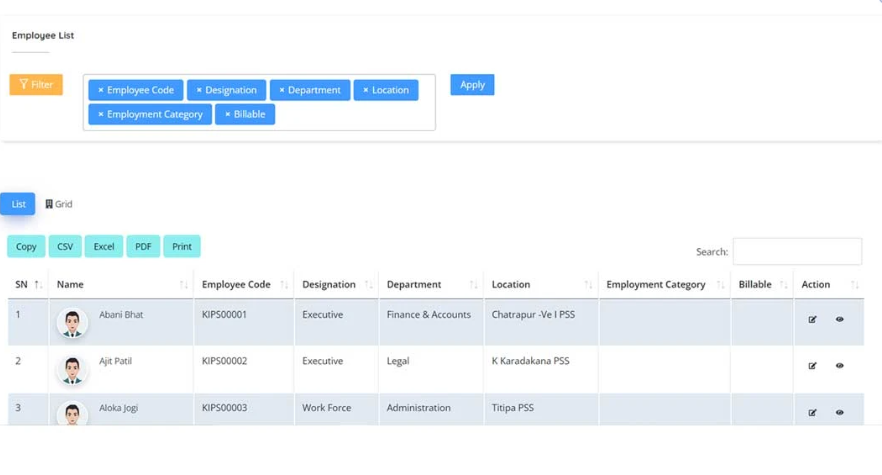 HRSTAQ screenshot: HRSTAQ employee details