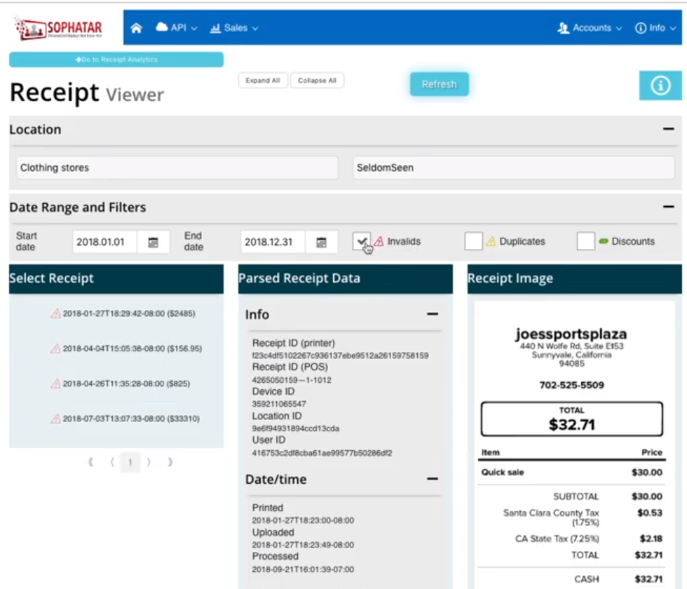 Proxi.vip screenshot: Proxi.vip receipt viewer