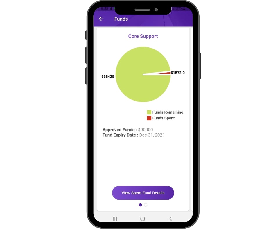 Supportmate screenshot: Supportmate funds