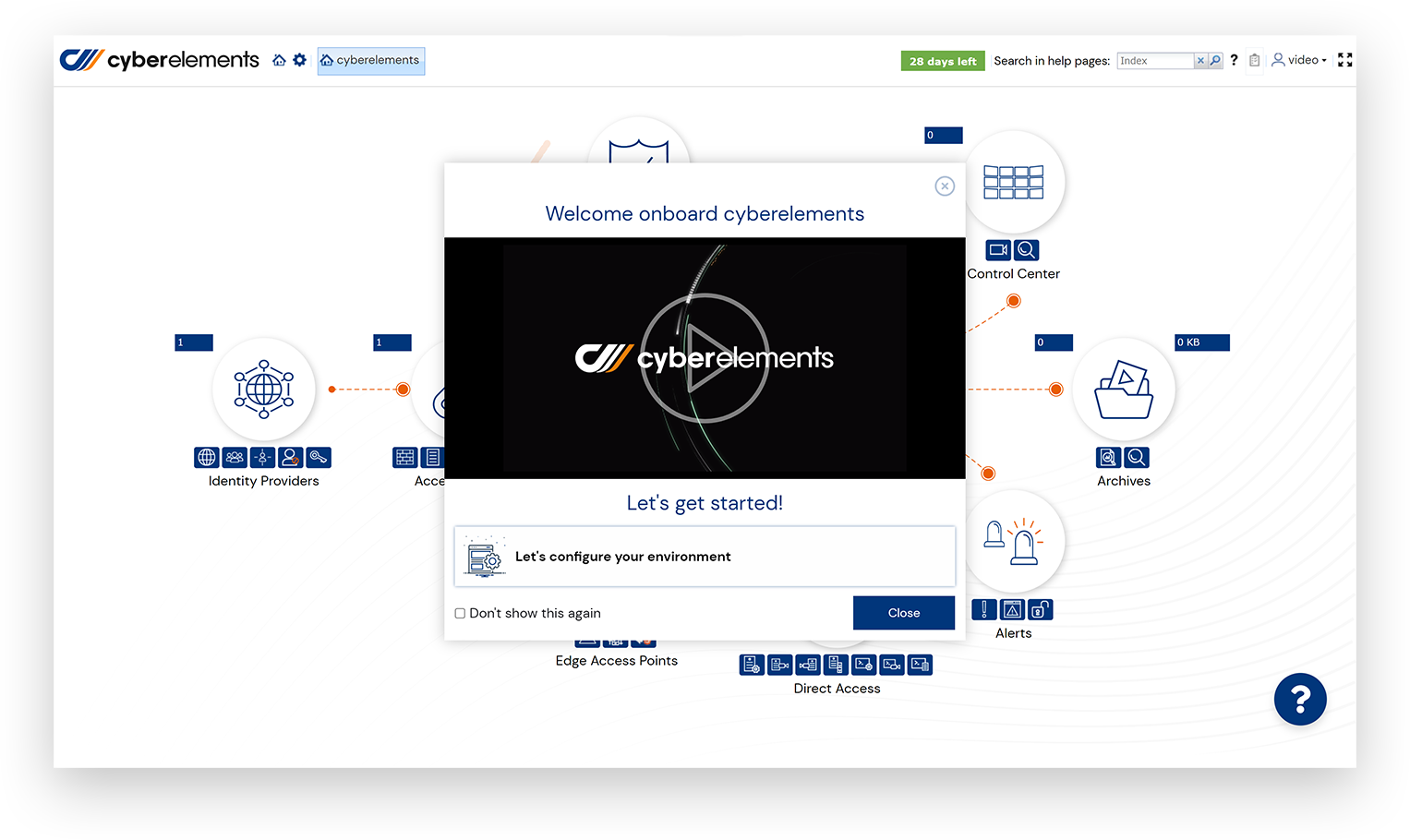 Cyberelements screenshot: Cyberelements onboarding page