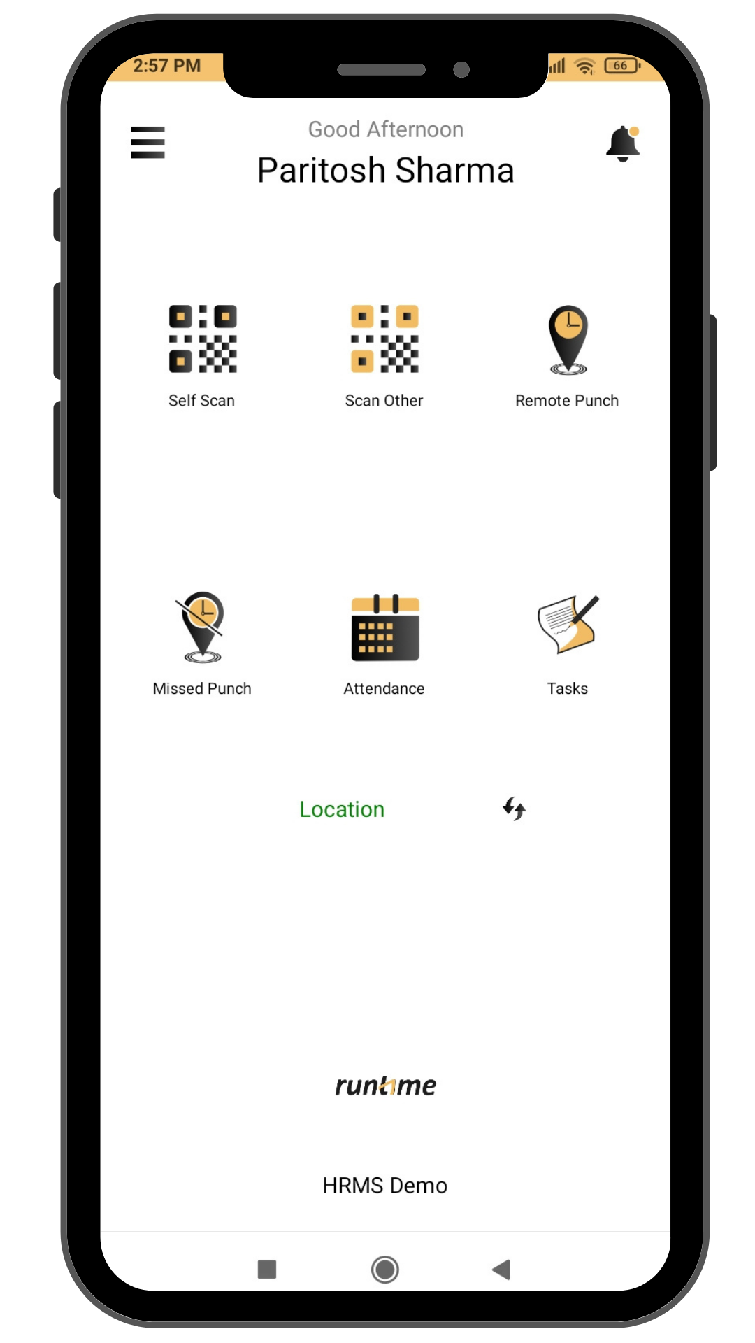 Runtime Workman - Employees Self-service Mobile App, available for both Android and iOS.