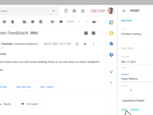 VOGSY Software - Work tasks inside Gmail: The VOGSY Gmail Add-on lets you log an email in VOGSY and immediately create a task, straight from your inbox. New tasks come to your inbox as well and you can take action in the email.