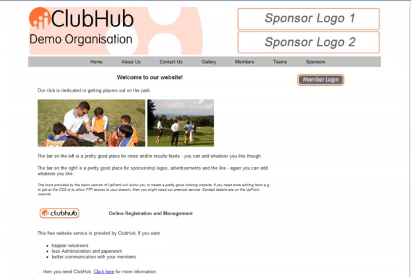 ClubHub homepage