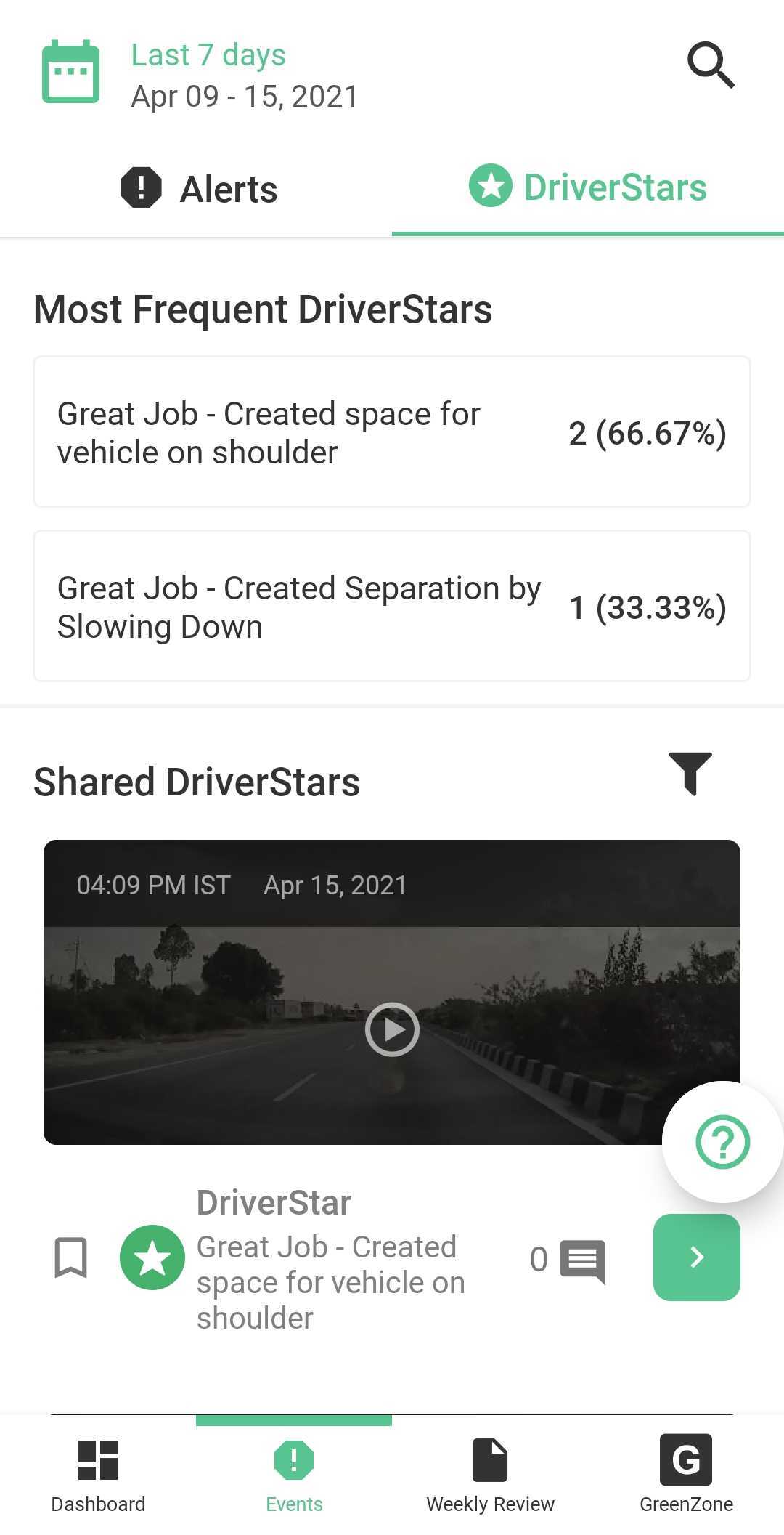 Driveri App - DriverStar GreenZone