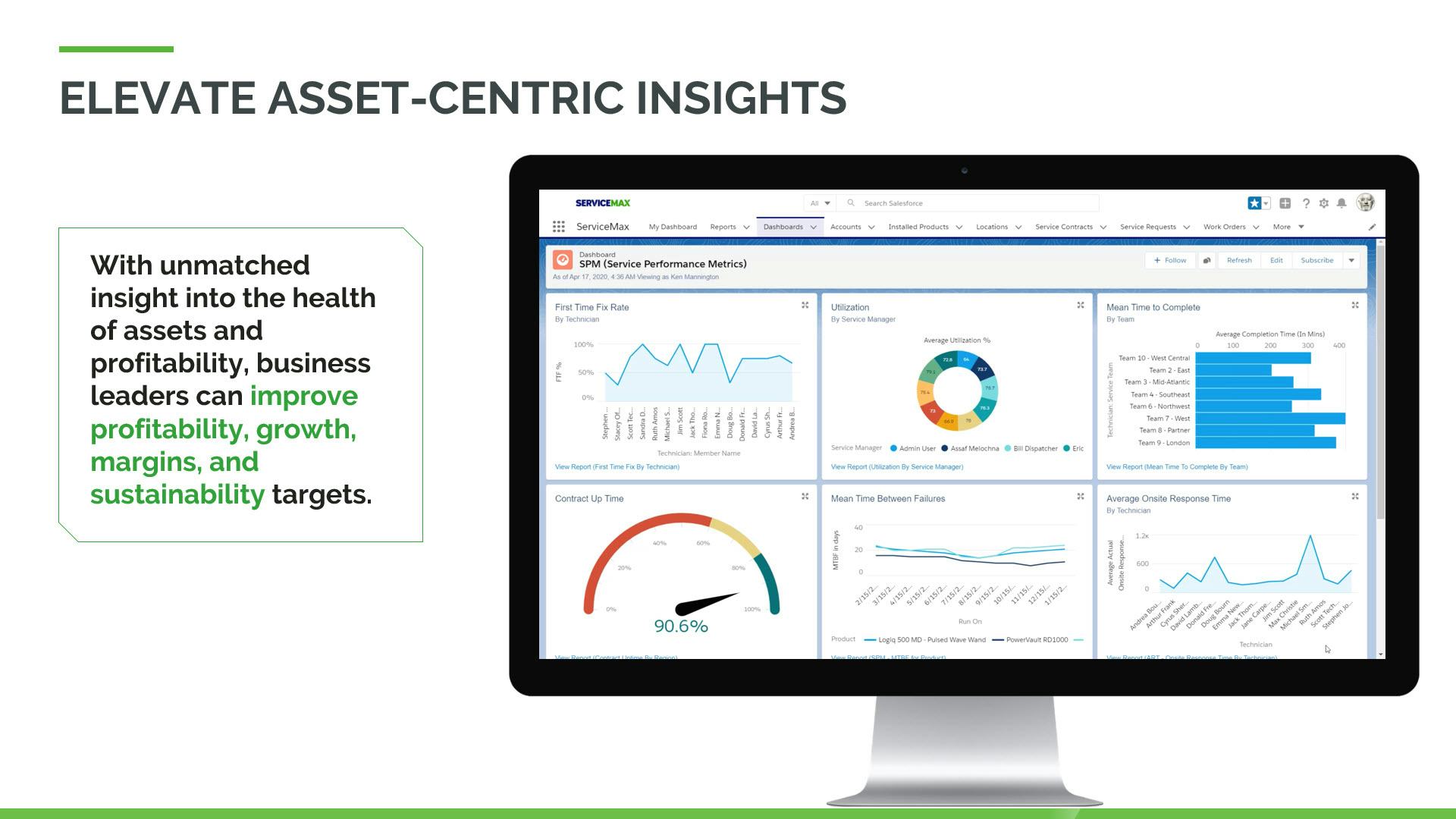 ServiceMax Software - Drive operational excellence with the right performance metrics and actionable insights on ServiceMax reporting dashboards.