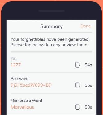 Forghetti pin password and memorable words