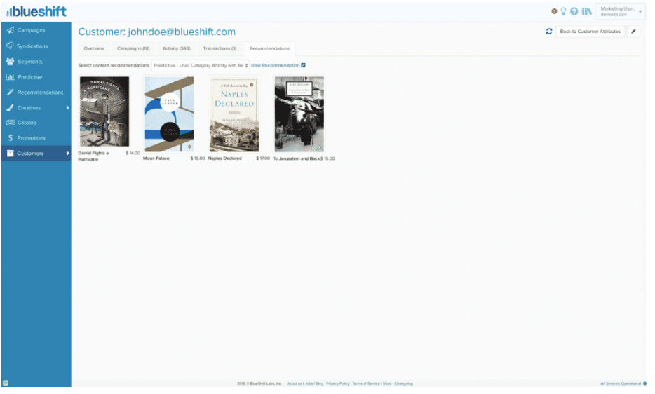 Customers receive recommendations based on what's trending and relevant for users