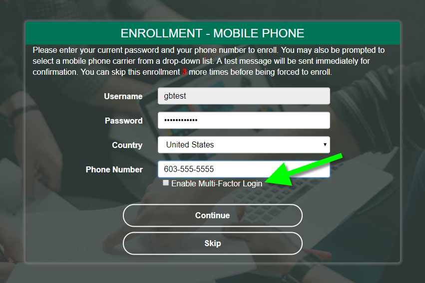 PortalGuard Phone Number Enrollment - Two-Factor Authentication (2FA) Opt-in
