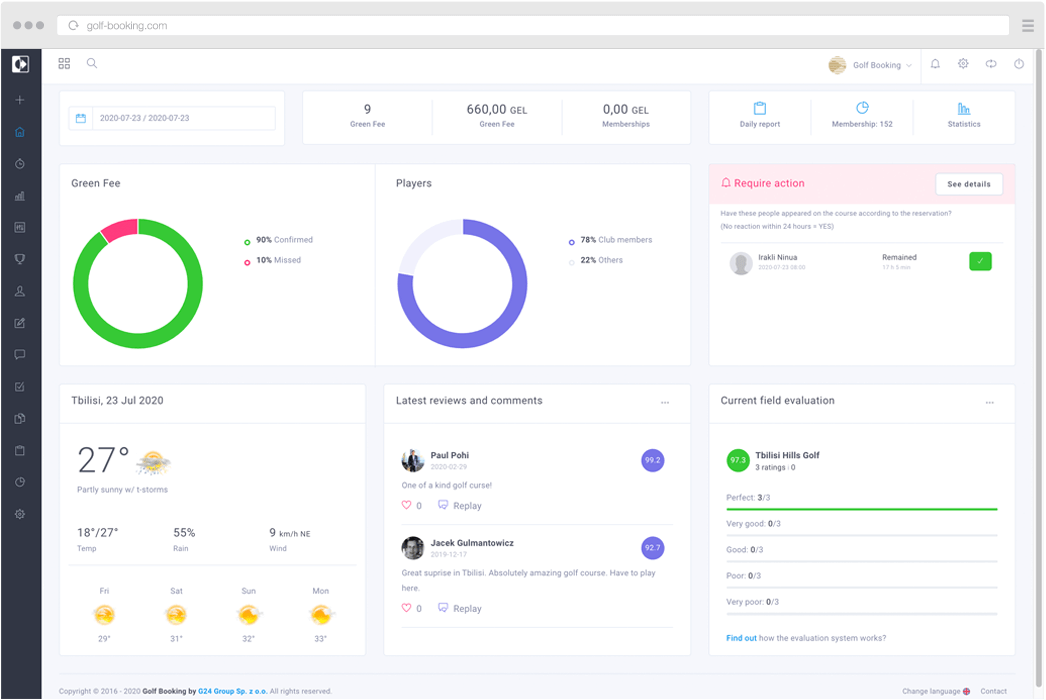 Golf Booking screenshot: Golf Booking Software data visualization
