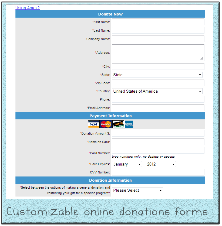 Customizable Online Donations Forms