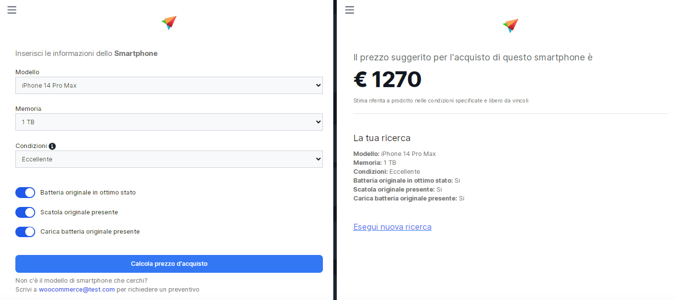 RecommerceIQ Software - Buyback and trade in valuations form