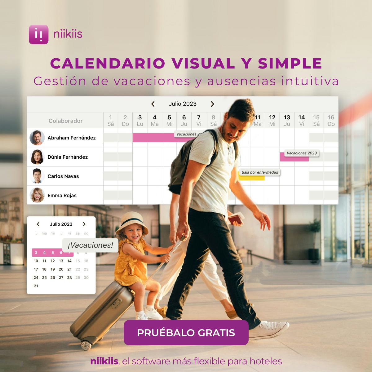 niikiis Software - Software para la gestión de ausencias con un calendario visual, simple e intuitivo.