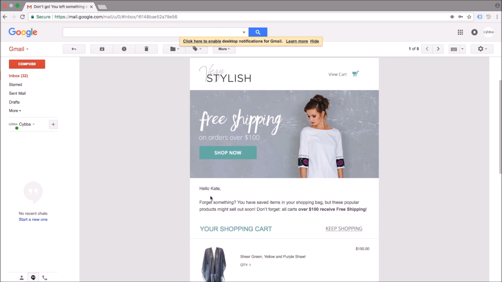 Cybba Email Remarketing email marketing screenshot
