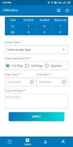 HRM Mitra screenshot: HRM Mitra leave request