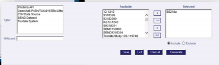 Pristima screenshot: Pristima data filtering