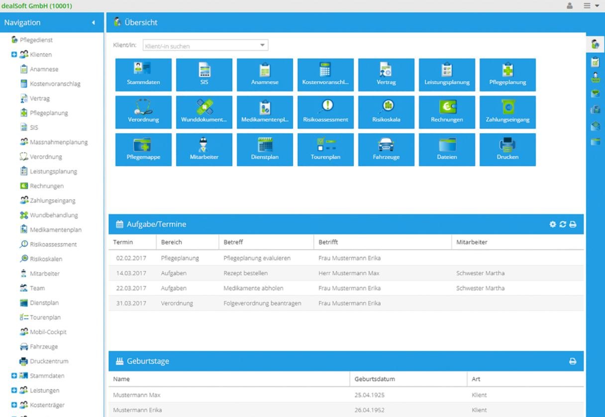 meinpflegedienst.com screenshot: meinpflegedienst.com navigation
