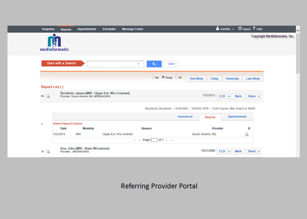 Referring provider portal