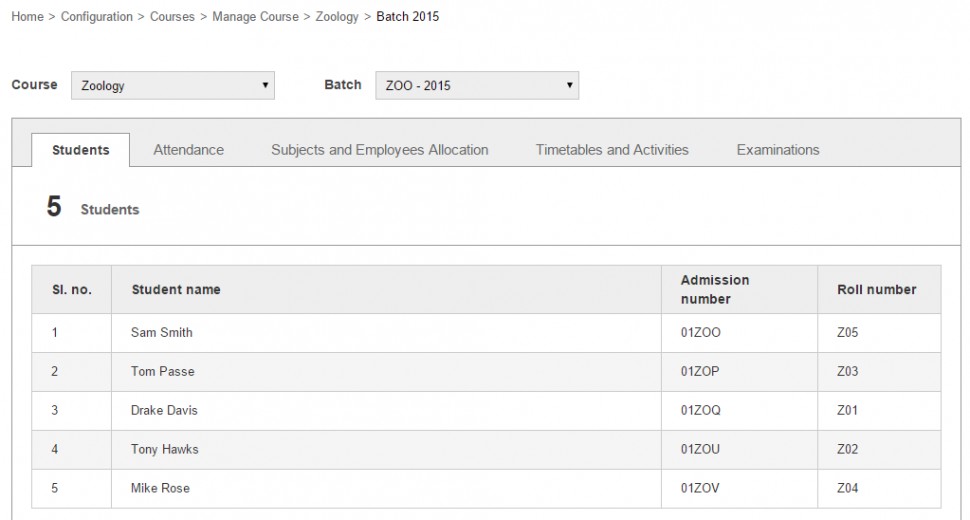 Student list