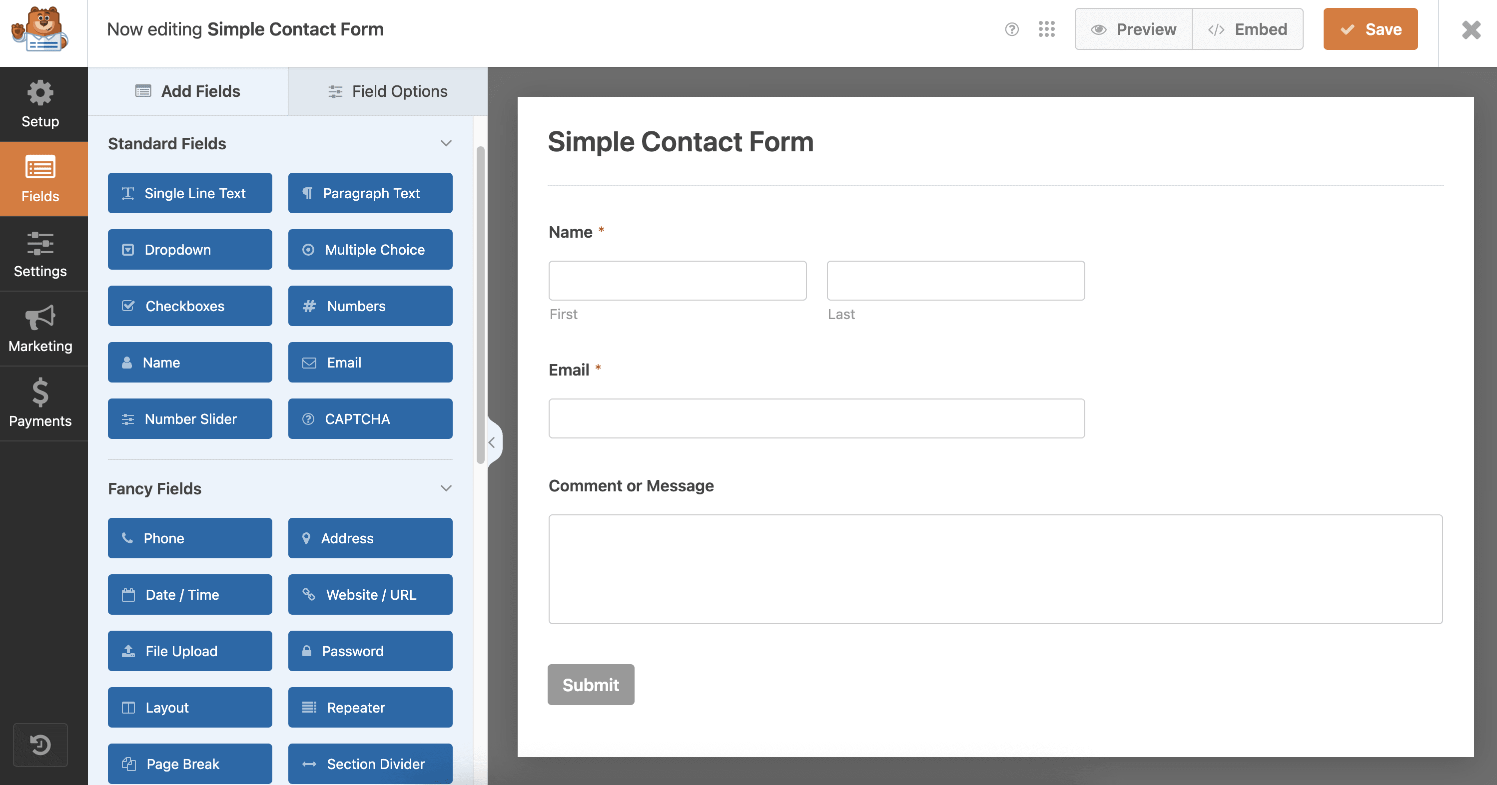 WPForms screenshot: WPForms