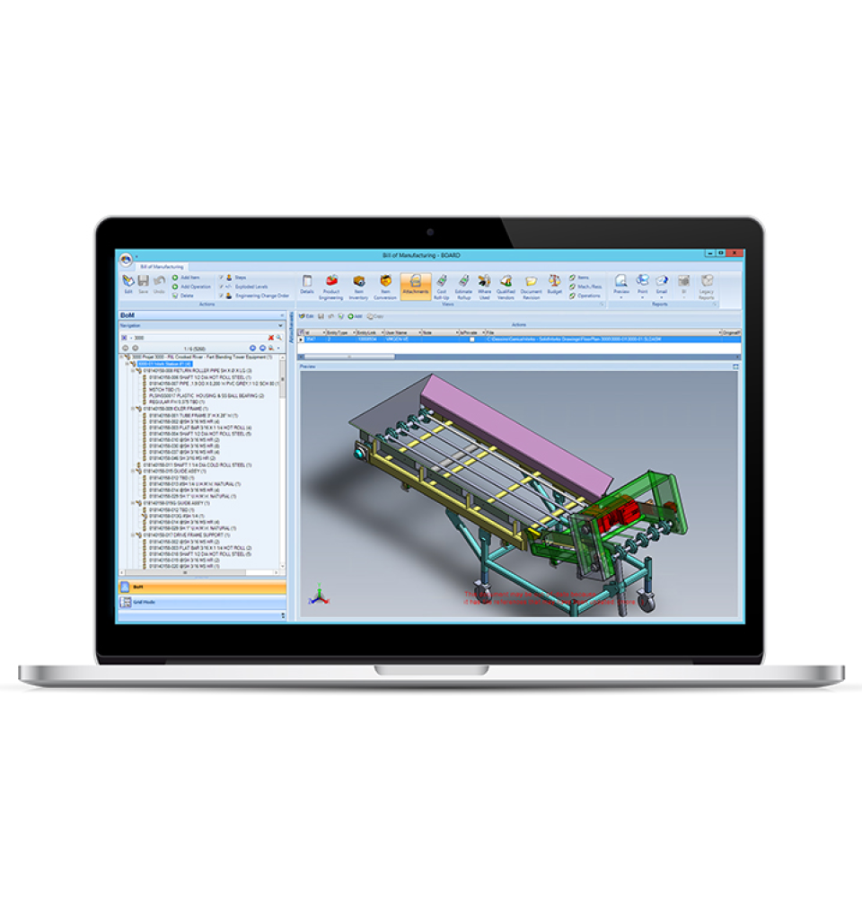 Project CAD's can be converted into BOMs for procurement and planning