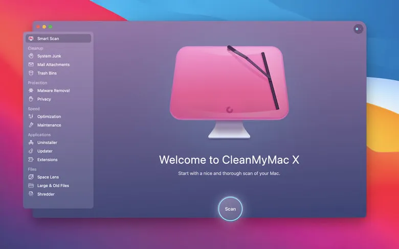 Page d'accueil de cleanmymac x