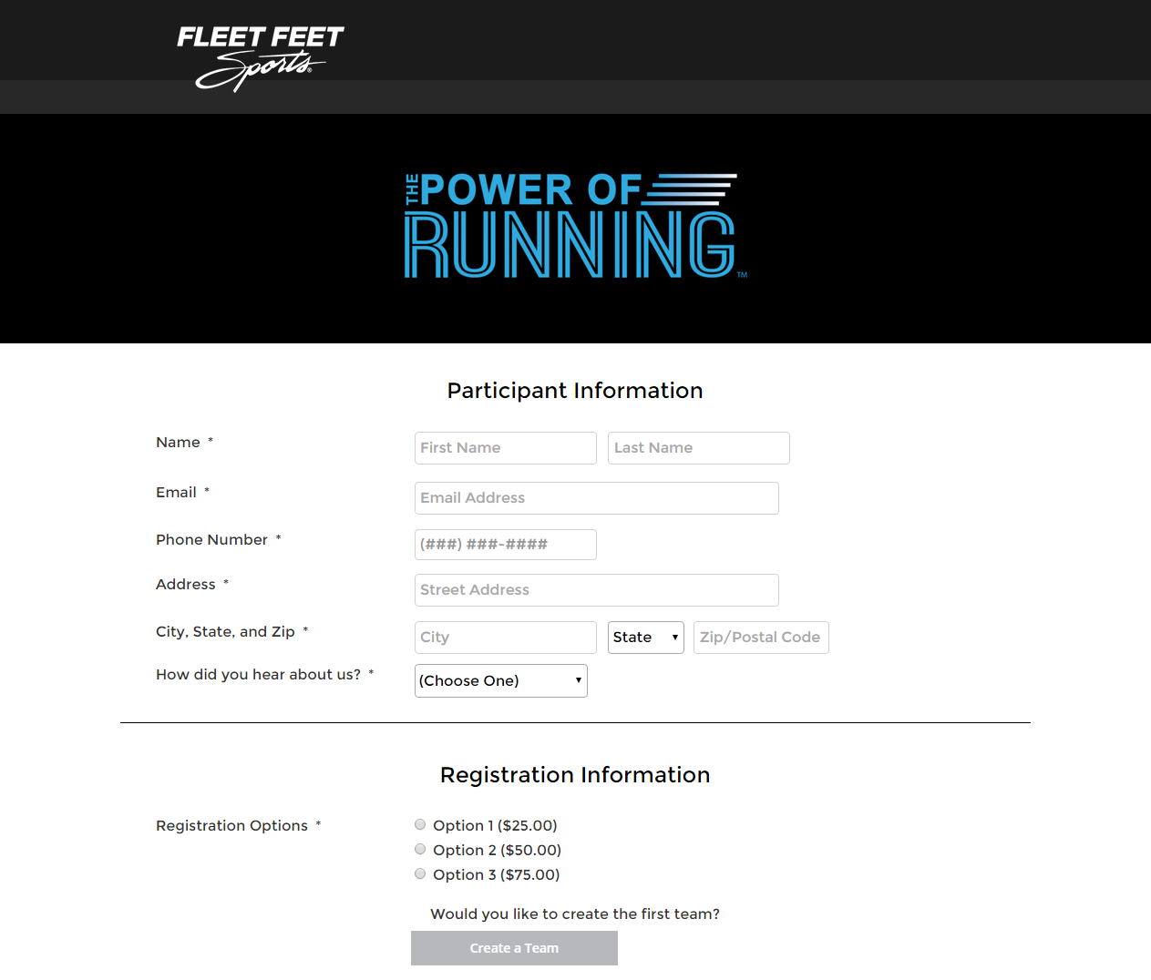 RedPodium Software - RedPodium showing registration form integrated into website