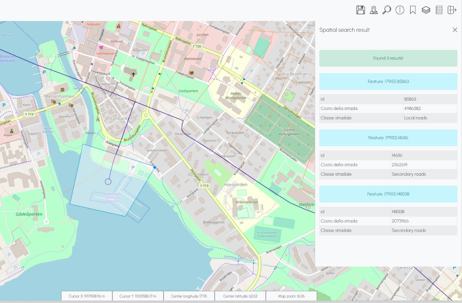 Maps and Apps spatial search results