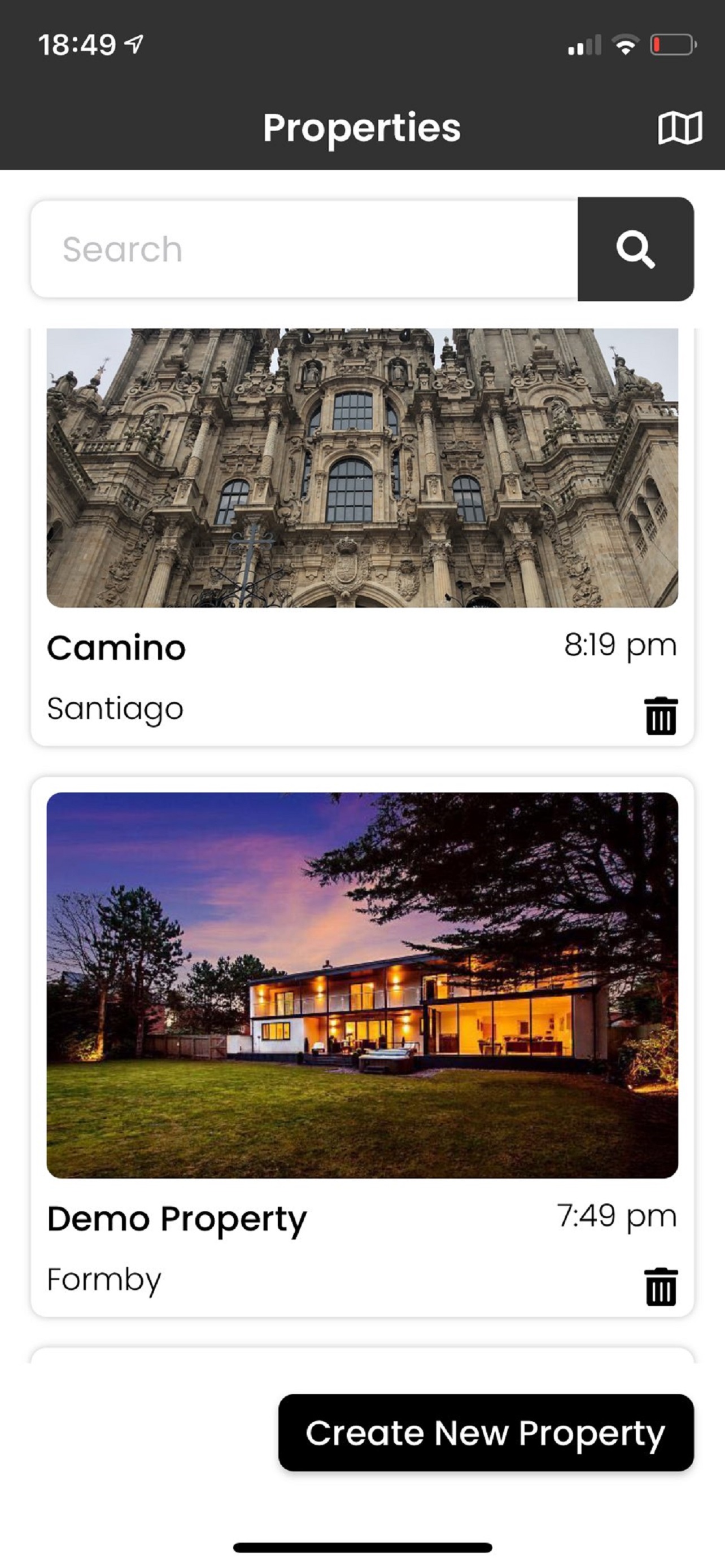 Your VR Tours screenshot: Your VR Tours Main Listings page