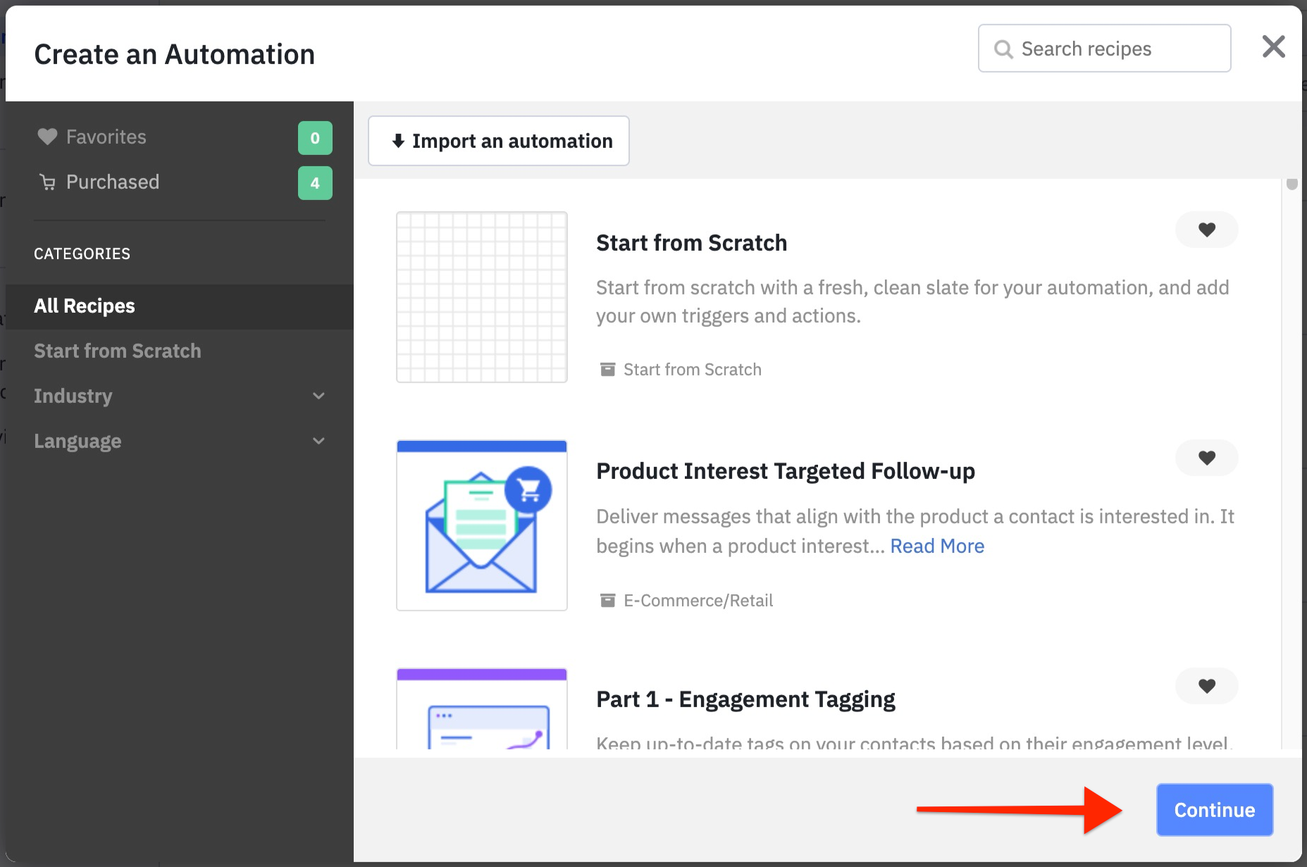 ActiveCampaign Software - ActiveCampaign create an automation modal